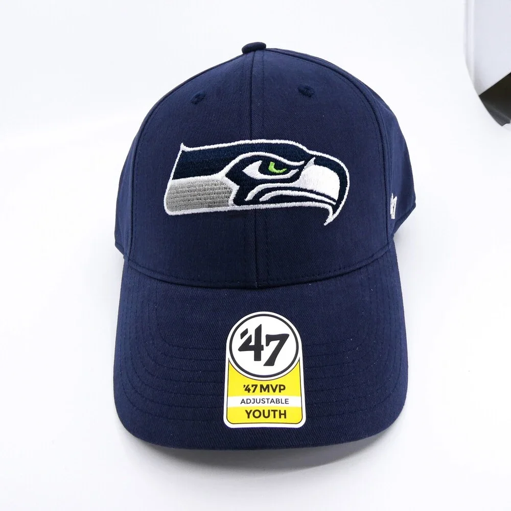 Seattle Seahawks Hat Boys Blue '47 Brand Strap Back‎ Cap Football NFL Youth New